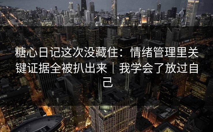 糖心日记这次没藏住：情绪管理里关键证据全被扒出来｜我学会了放过自己