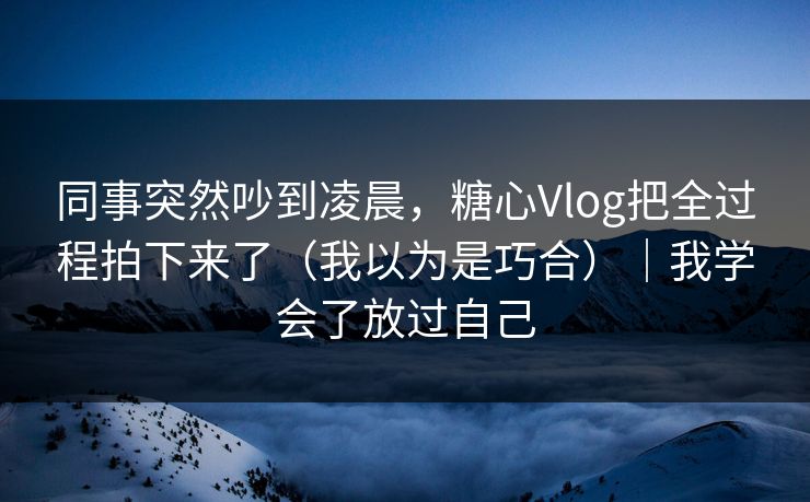 同事突然吵到凌晨,糖心Vlog把全过程拍下来了(我以为是巧合)|我学会了放过自己