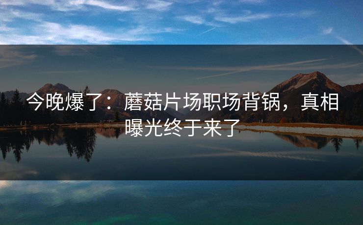 今晚爆了：蘑菇片场职场背锅，真相曝光终于来了