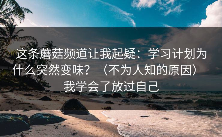 这条蘑菇频道让我起疑：学习计划为什么突然变味？（不为人知的原因）｜我学会了放过自己