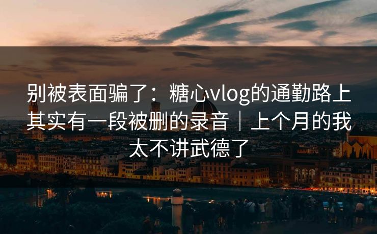 别被表面骗了：糖心vlog的通勤路上其实有一段被删的录音｜上个月的我太不讲武德了