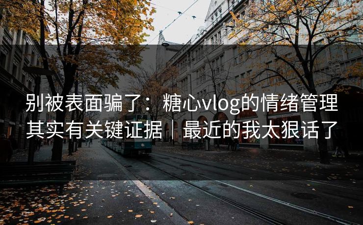 别被表面骗了：糖心vlog的情绪管理其实有关键证据｜最近的我太狠话了