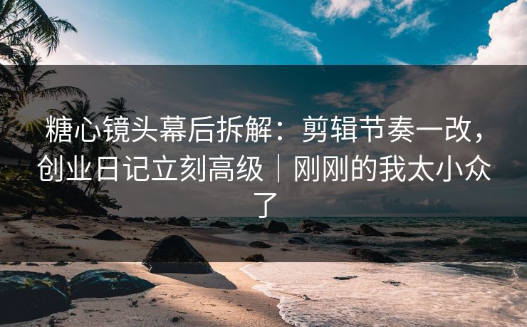 糖心镜头幕后拆解:剪辑节奏一改,创业日记立刻高级|刚刚的我太小众了