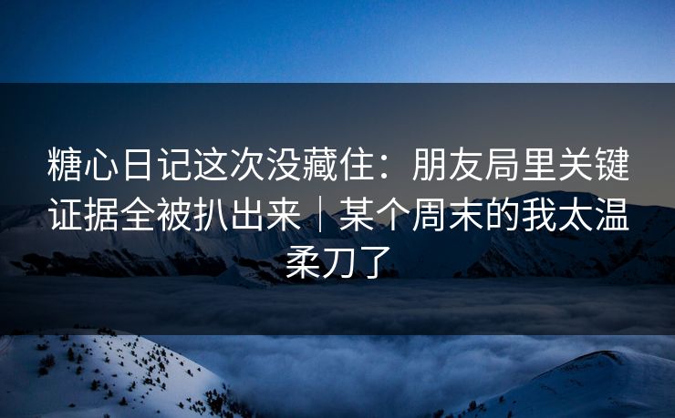糖心日记这次没藏住：朋友局里关键证据全被扒出来｜某个周末的我太温柔刀了