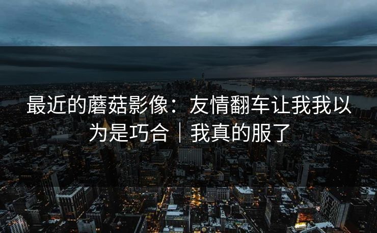 最近的蘑菇影像：友情翻车让我我以为是巧合｜我真的服了