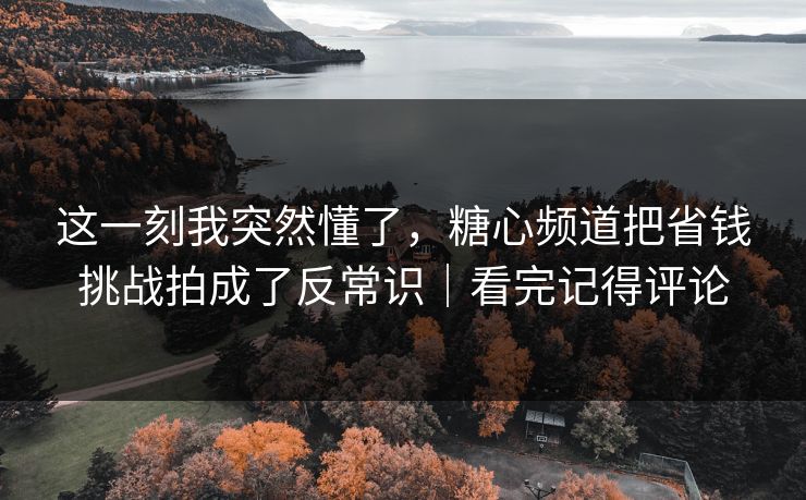 这一刻我突然懂了,糖心频道把省钱挑战拍成了反常识|看完记得评论