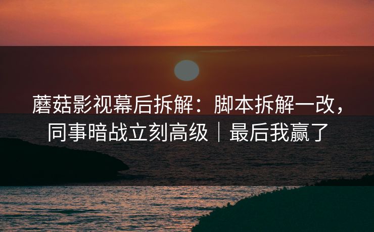 蘑菇影视幕后拆解：脚本拆解一改，同事暗战立刻高级｜最后我赢了