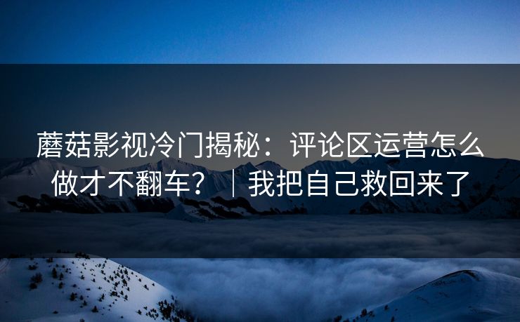 蘑菇影视冷门揭秘：评论区运营怎么做才不翻车？｜我把自己救回来了