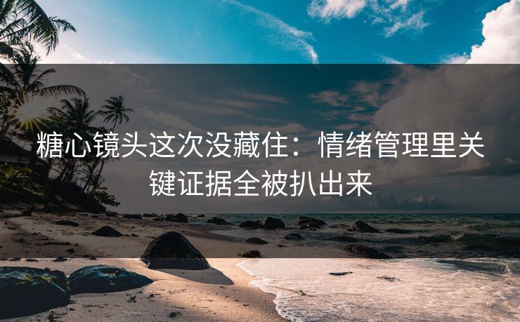 糖心镜头这次没藏住：情绪管理里关键证据全被扒出来