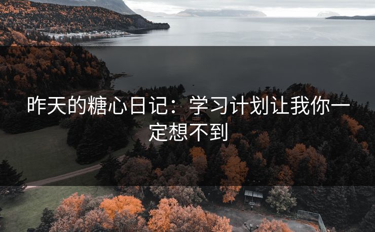 昨天的糖心日记：学习计划让我你一定想不到
