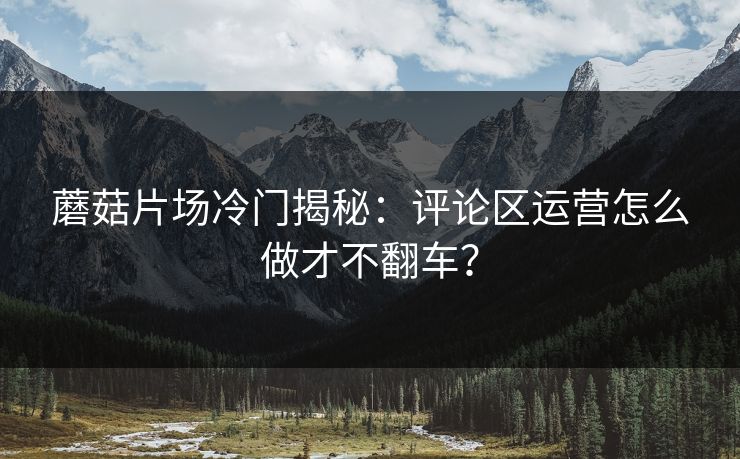 蘑菇片场冷门揭秘:评论区运营怎么做才不翻车?