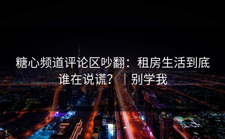 糖心频道评论区吵翻:租房生活到底谁在说谎?|别学我